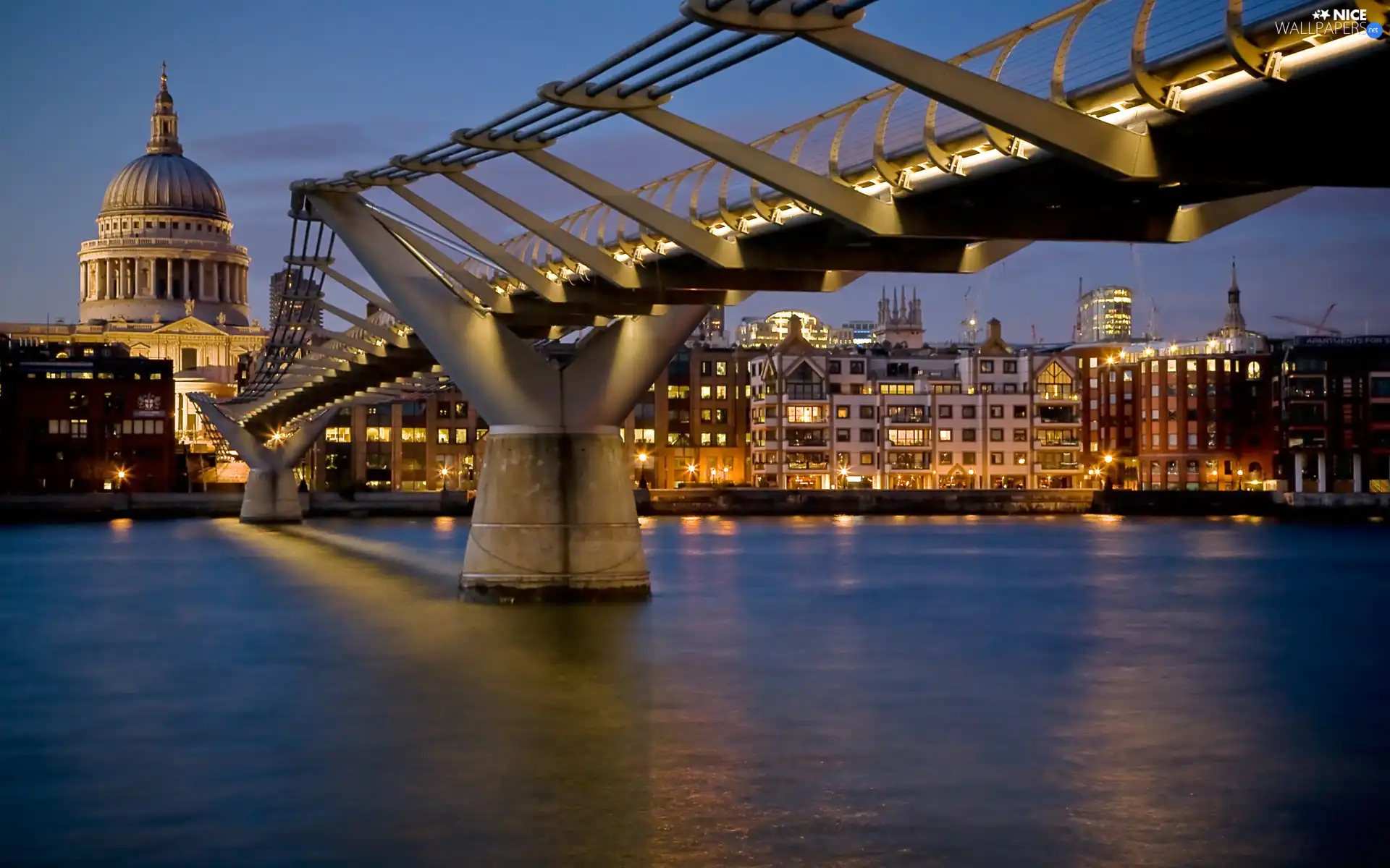 bridge, Town, buildings, River