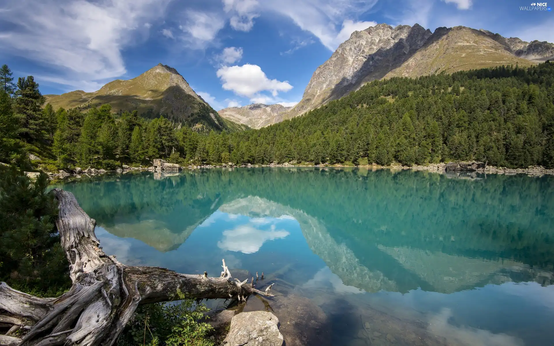 clouds, Mountains, lake