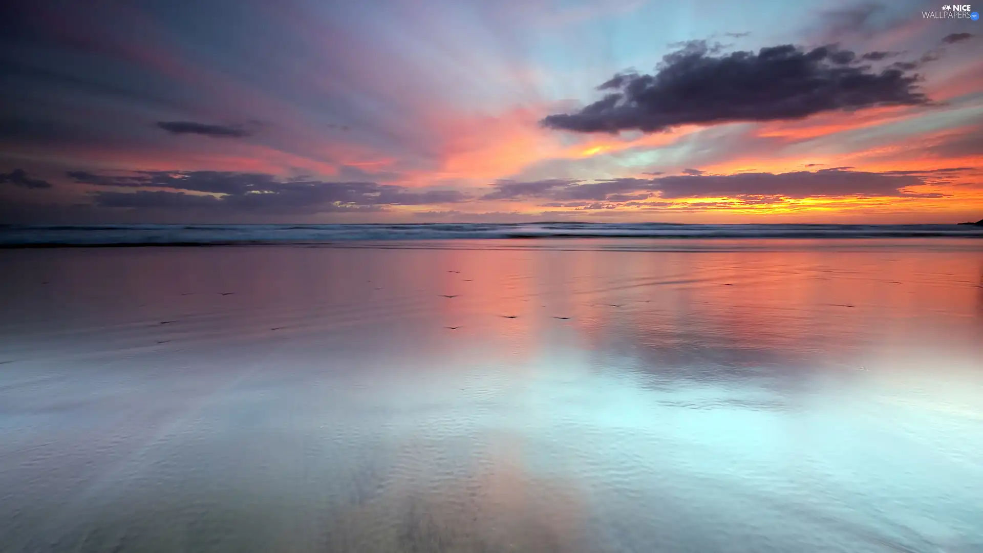 clouds, Beaches, sea