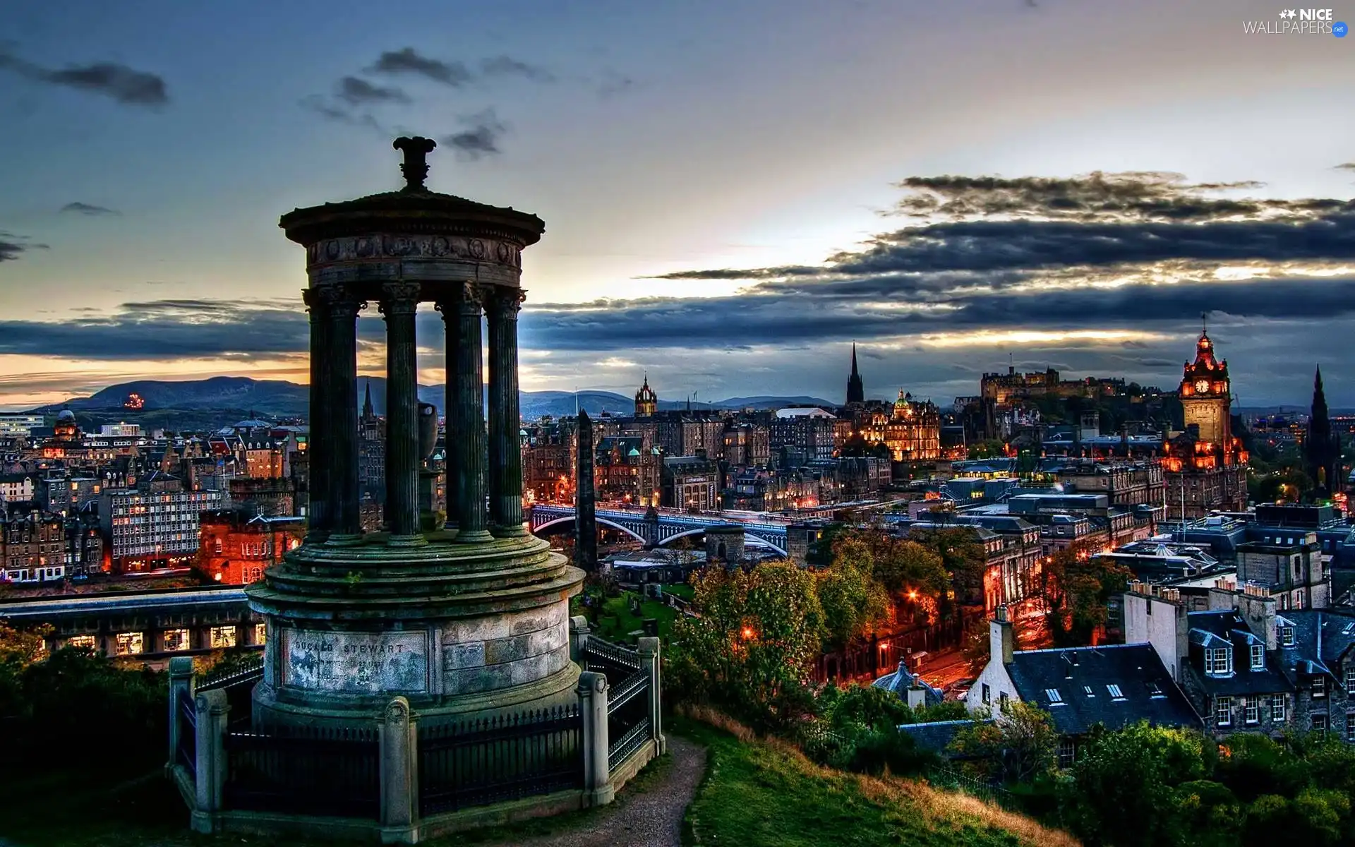 Dugald Stewart, Night, Scotland, Monument, Edynburg