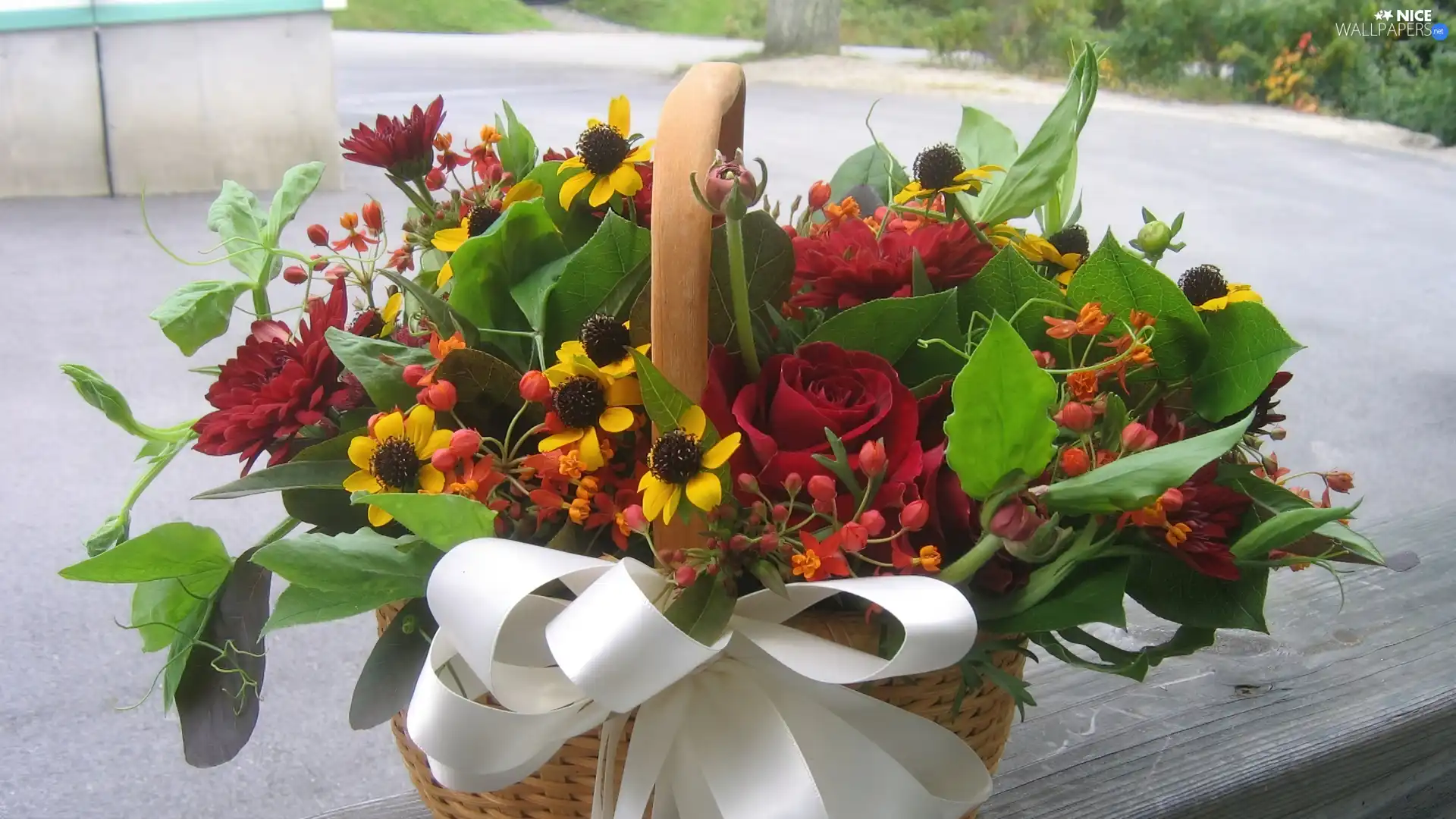 flowers, basket, full