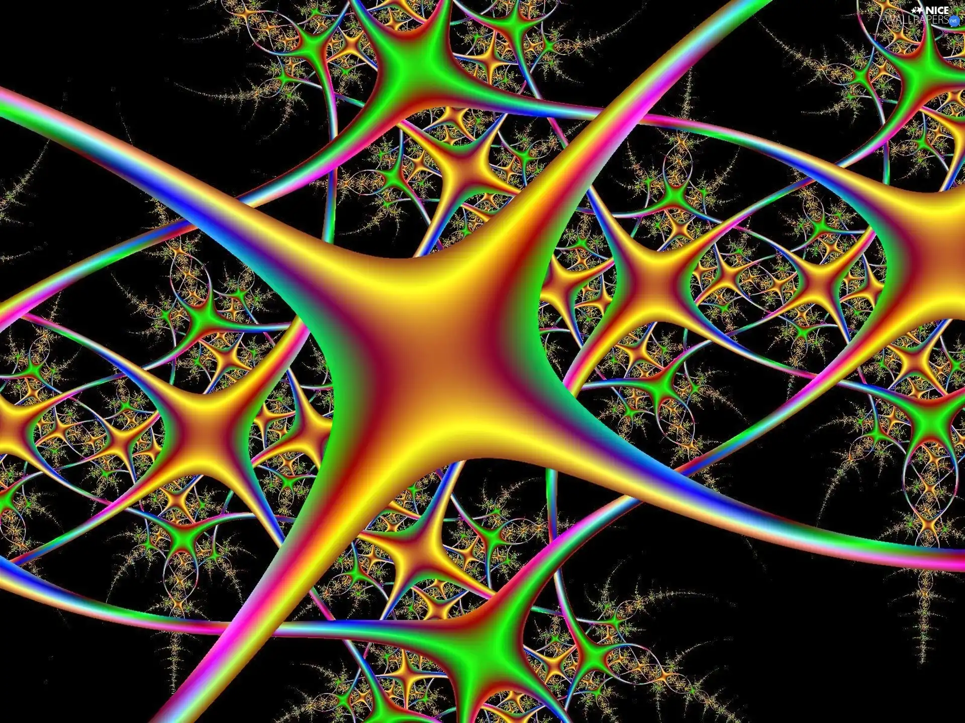 graphics, rainbow, Neurons