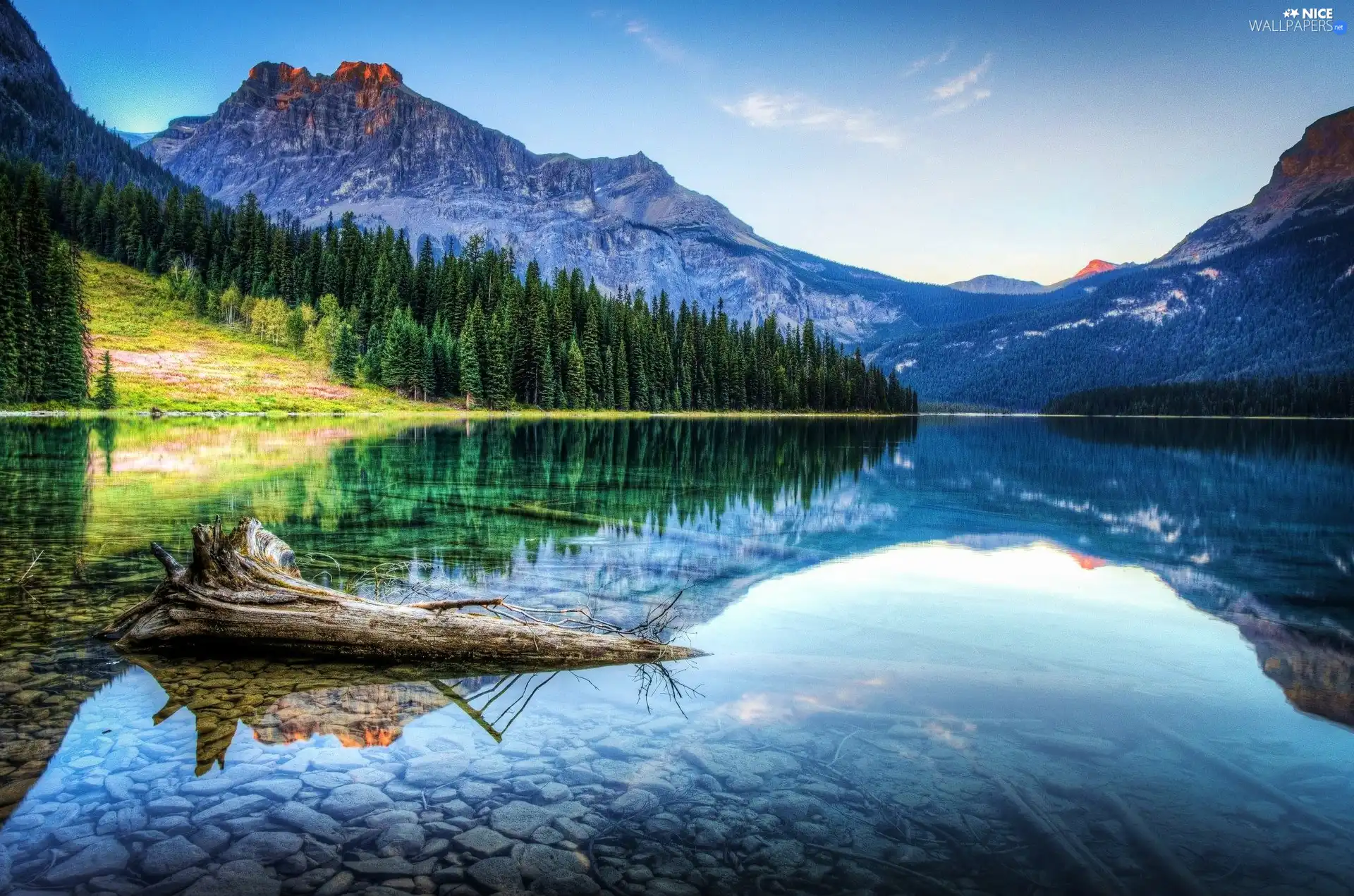 reflection, lake, Mountains