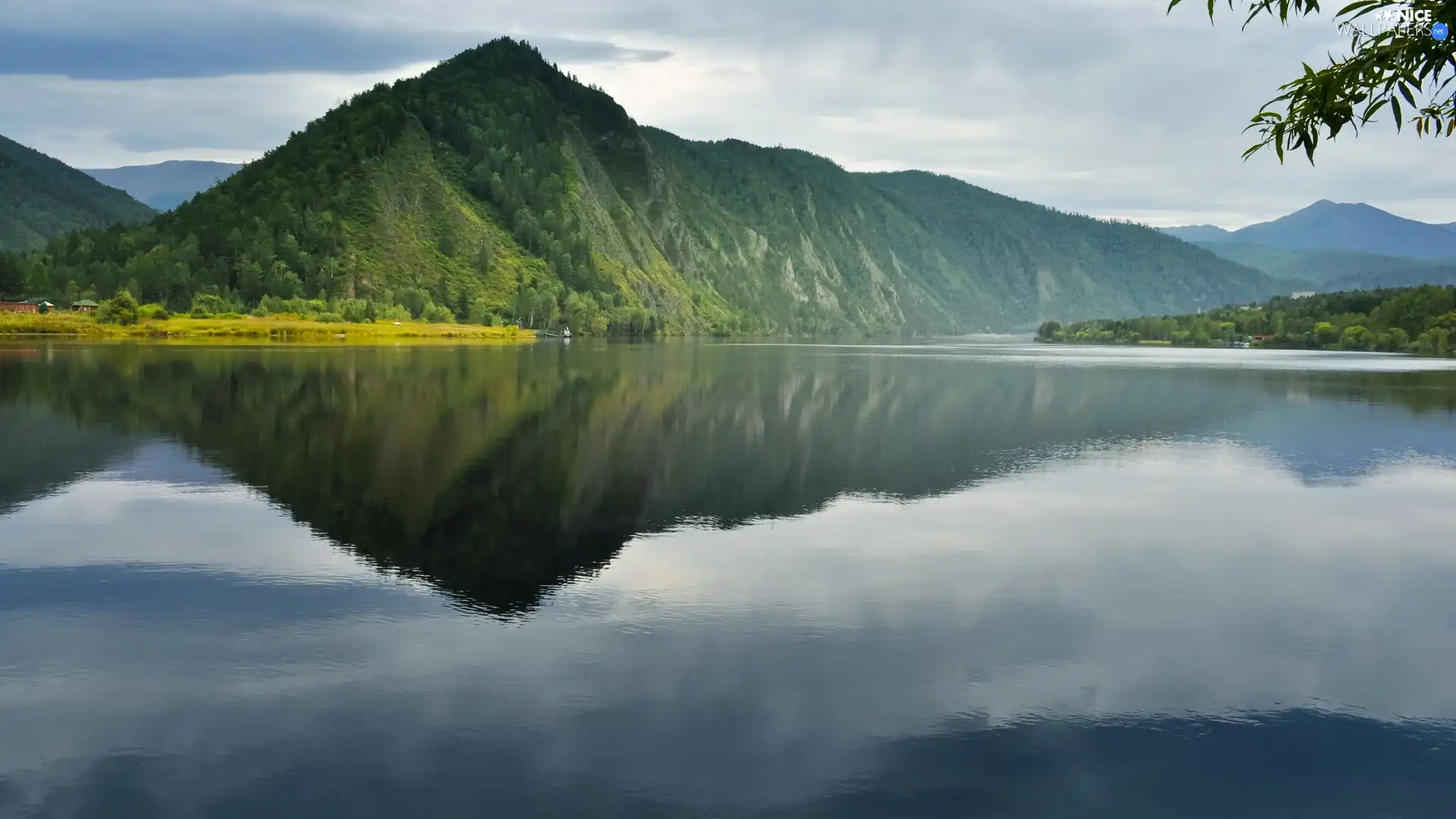 reflection, lake, Mountains