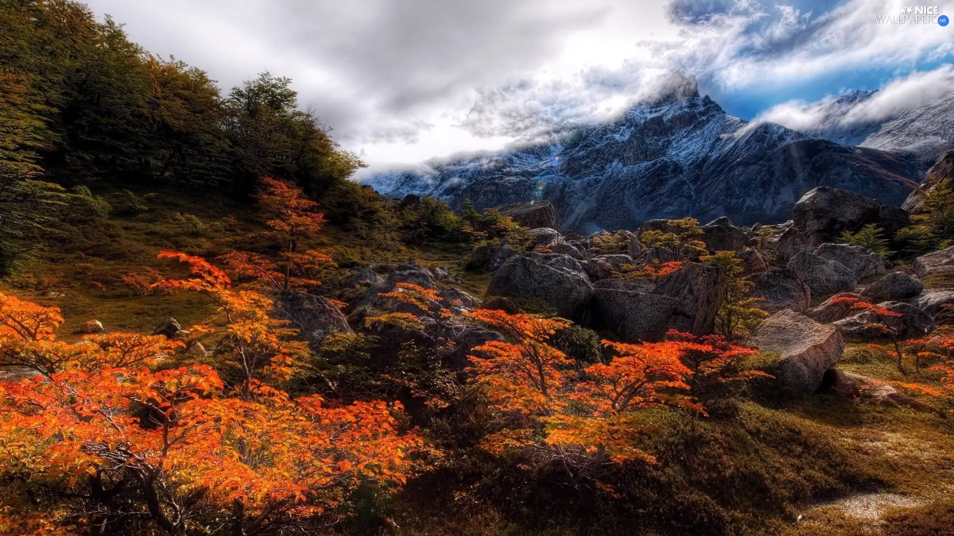 mountains, autumn, rocks, height