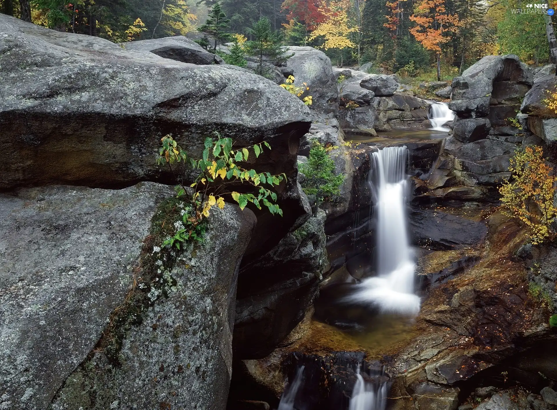 waterfall, rocks