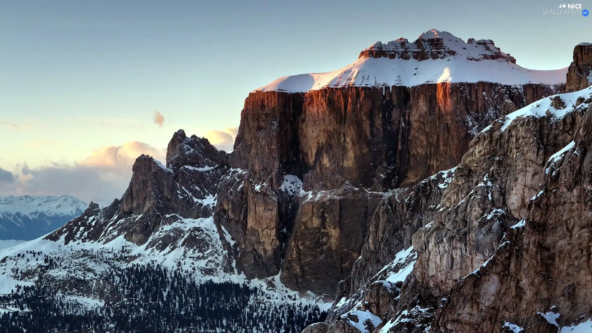 winter, Mountains, rocks, snow