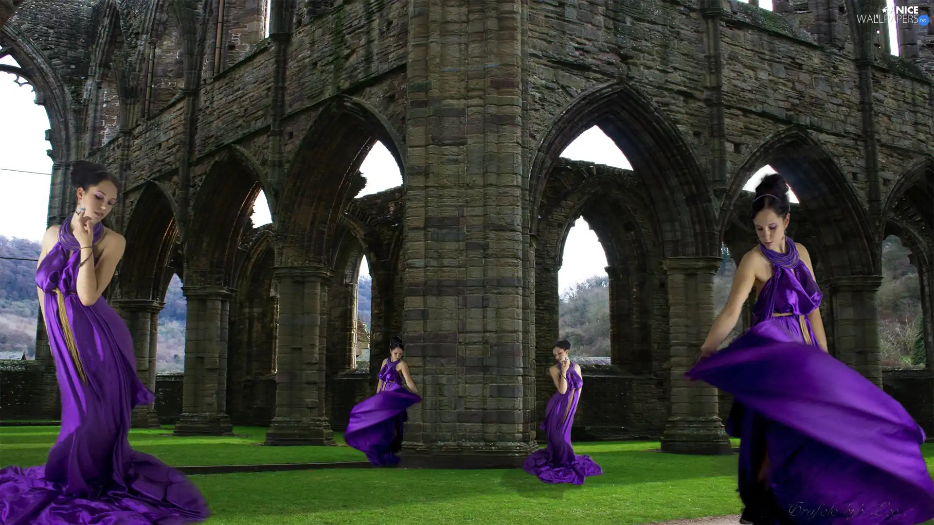 ruins, Women, Dress