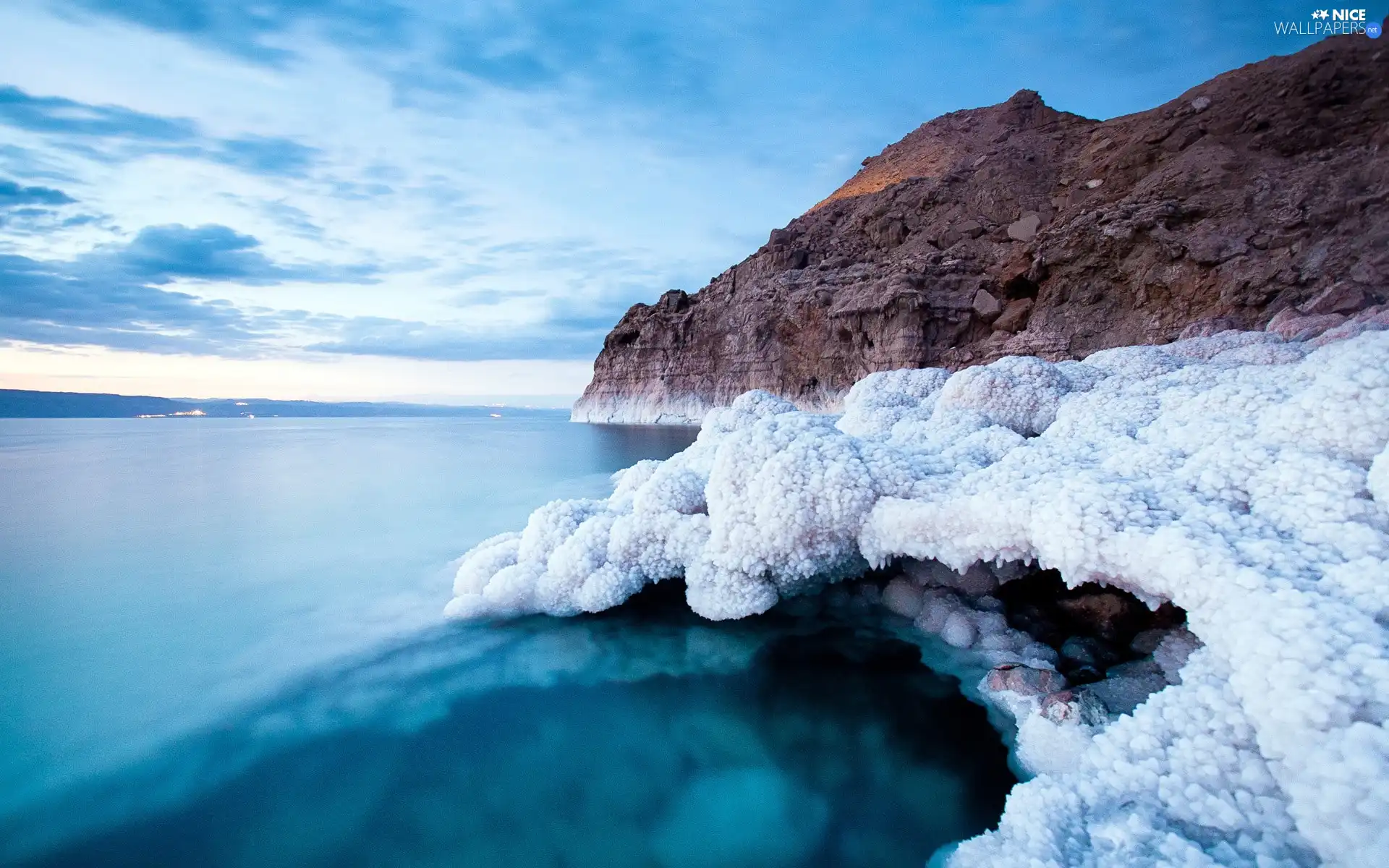 salt, lake, rocks