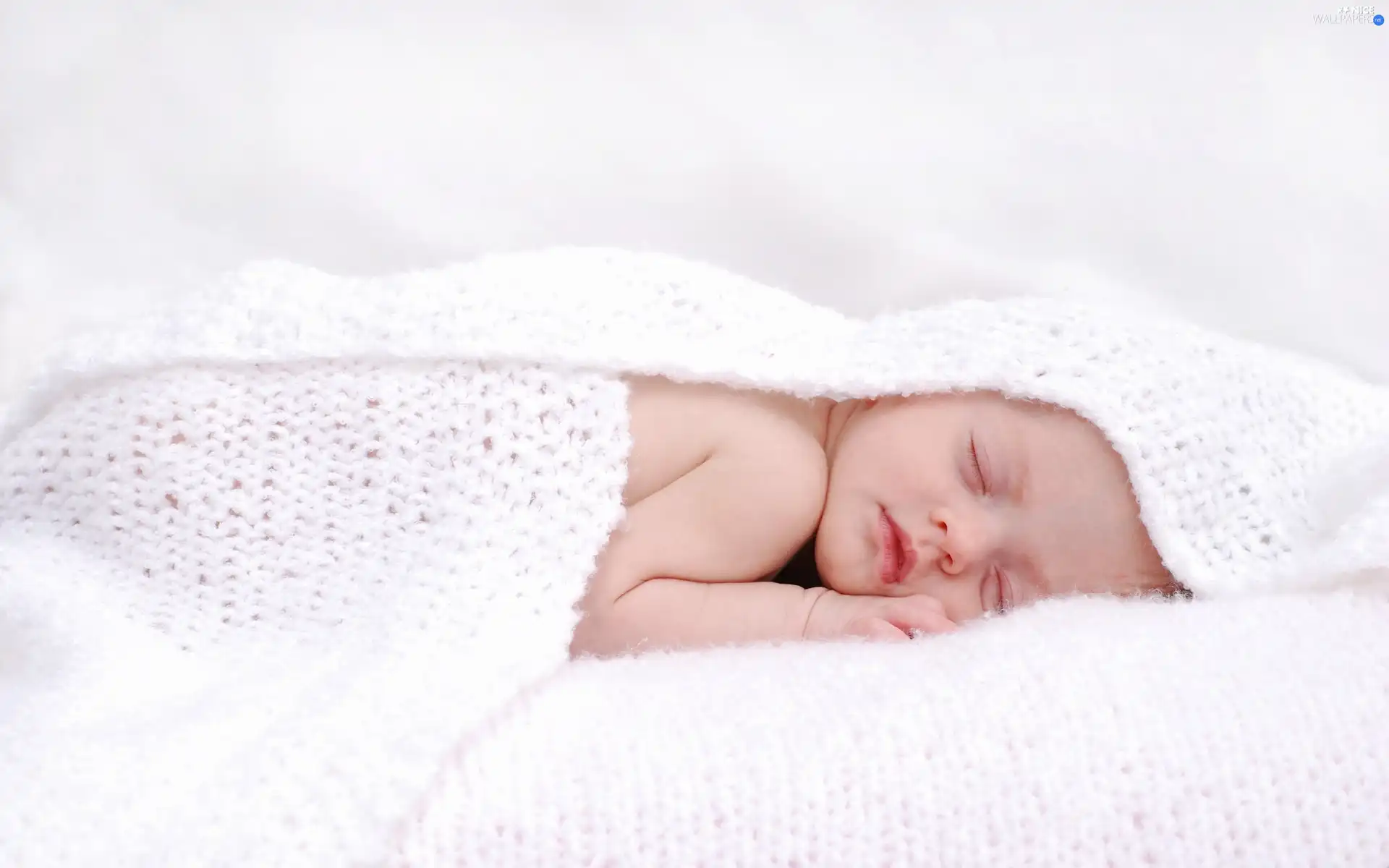 Sleeping, White, shawl, Kid