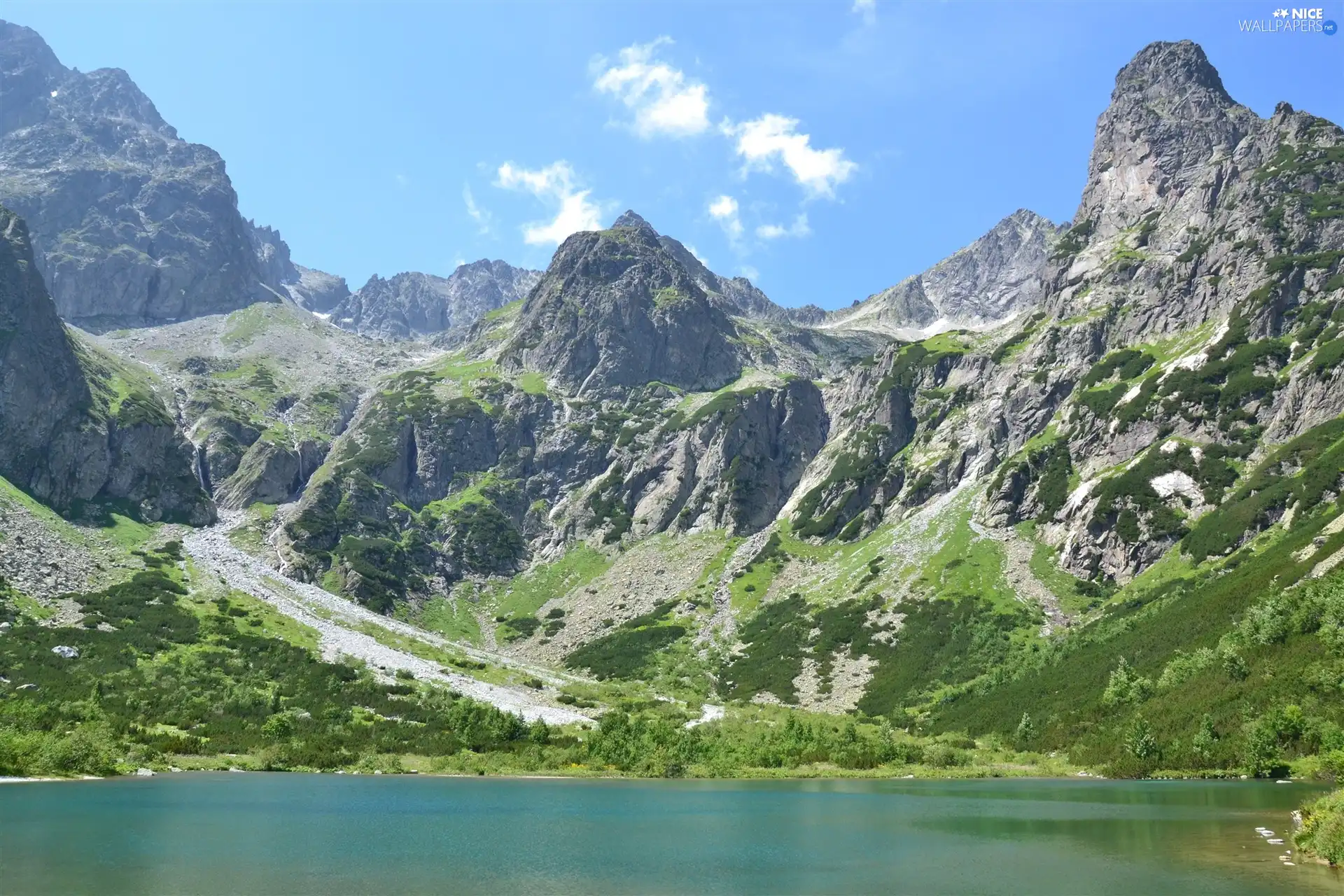 Sky, Mountains, lake