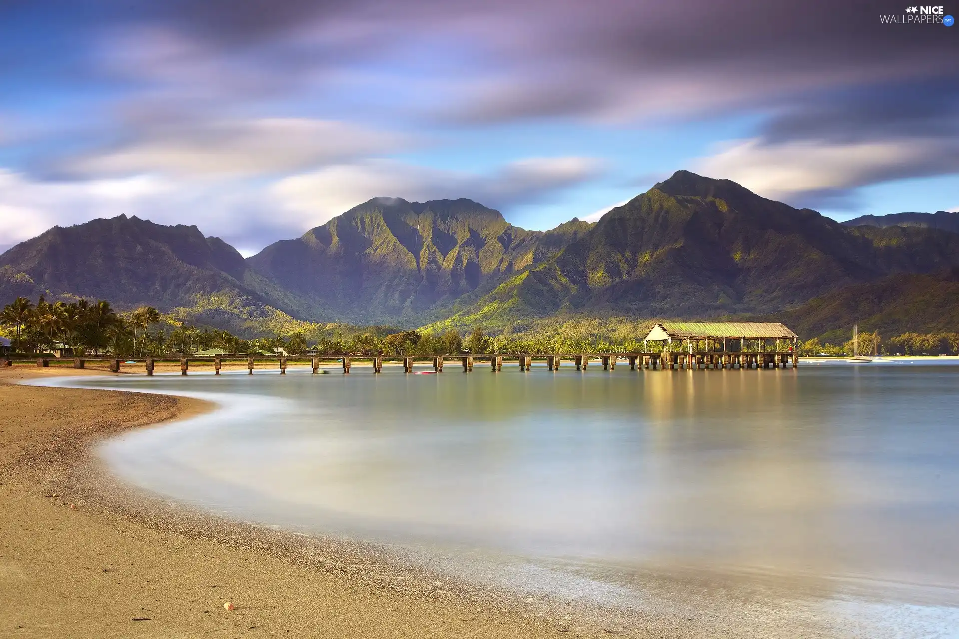 Mountains, Sand, Sky, water