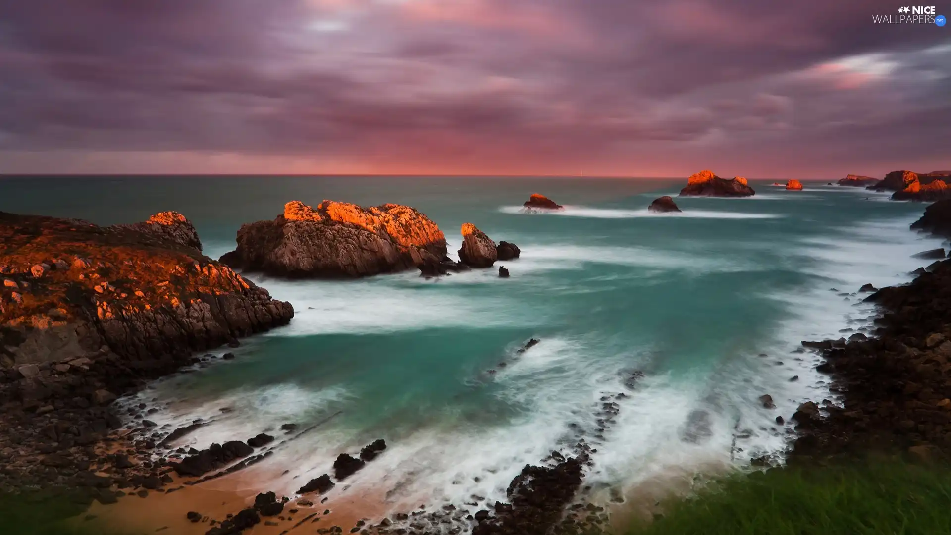 sea, rocks, Sky, Coast