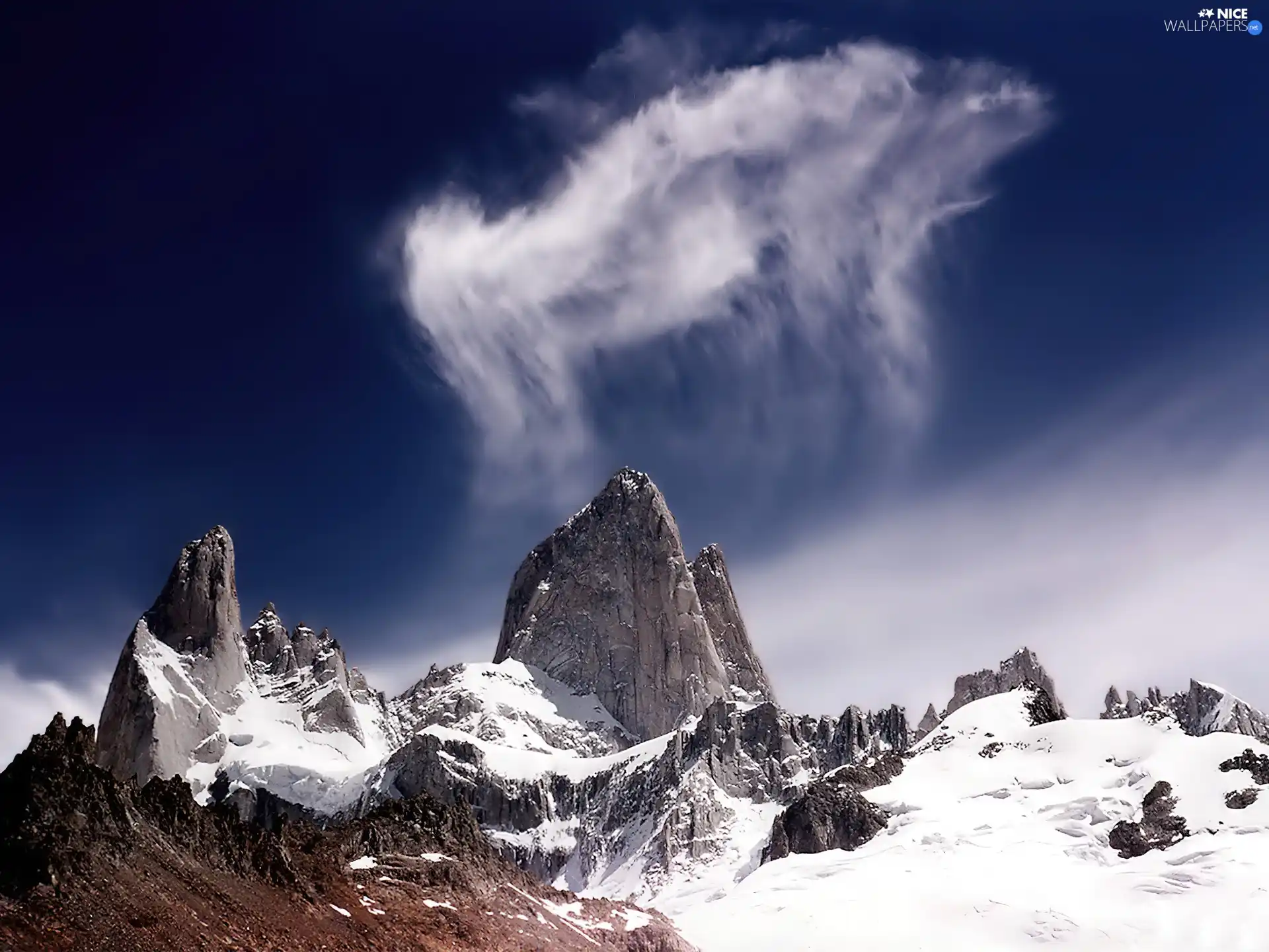 Sky, Mountains, snow