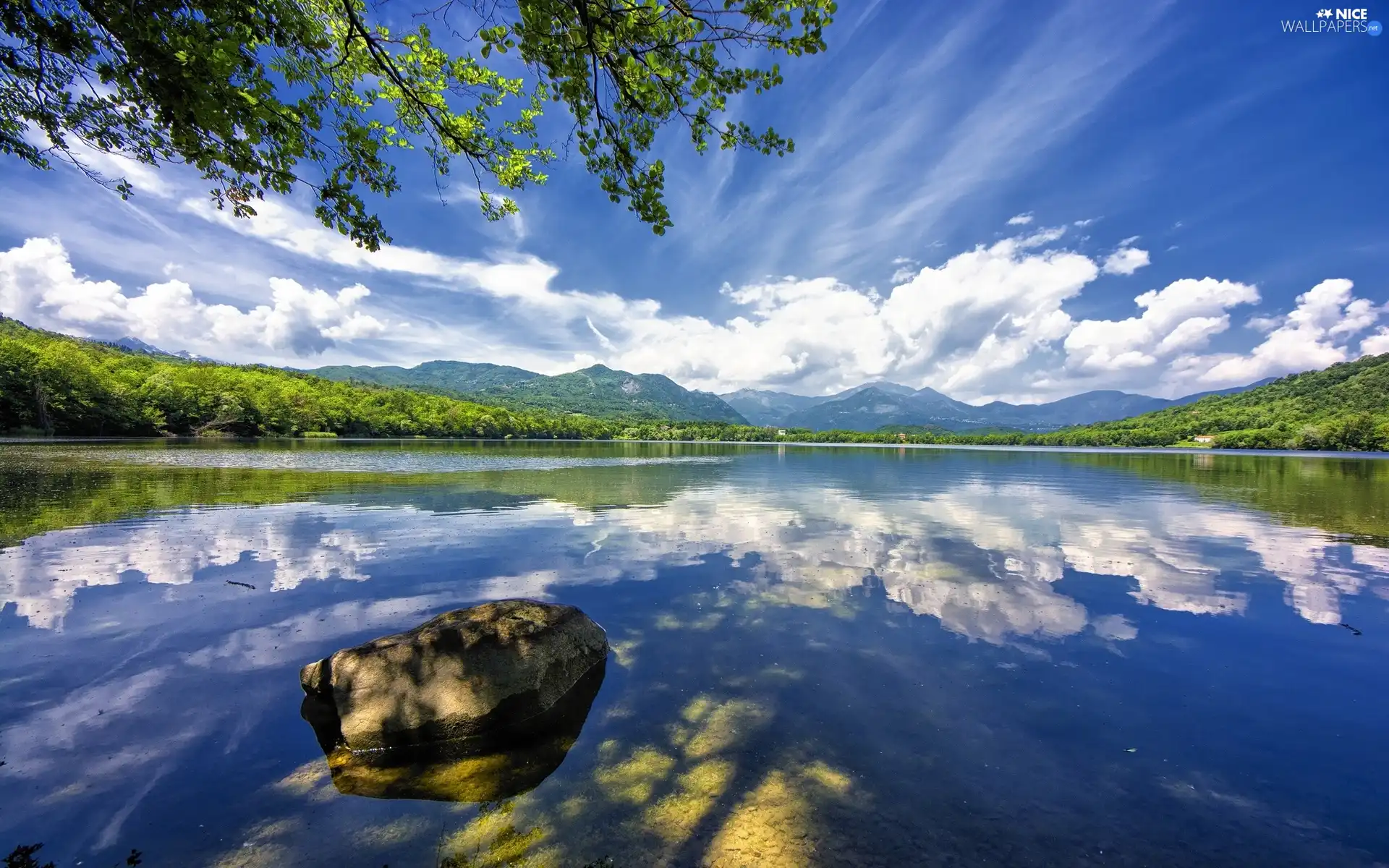 Sky, lake, Stone