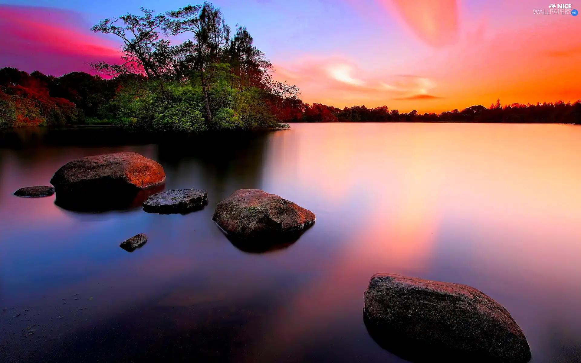 Sky, lakes, Stones