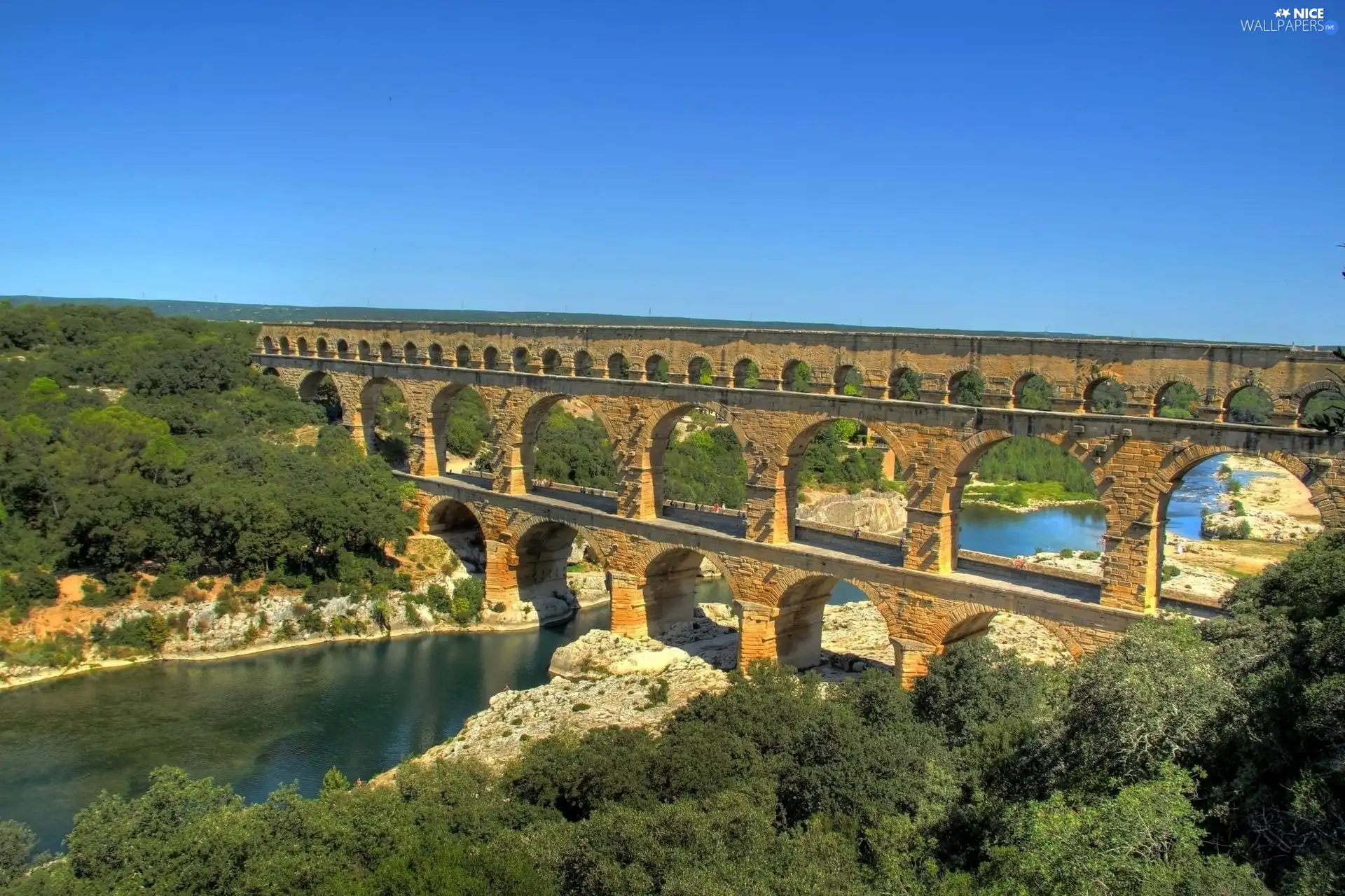 trees, viewes, bridge, aqueduct, River