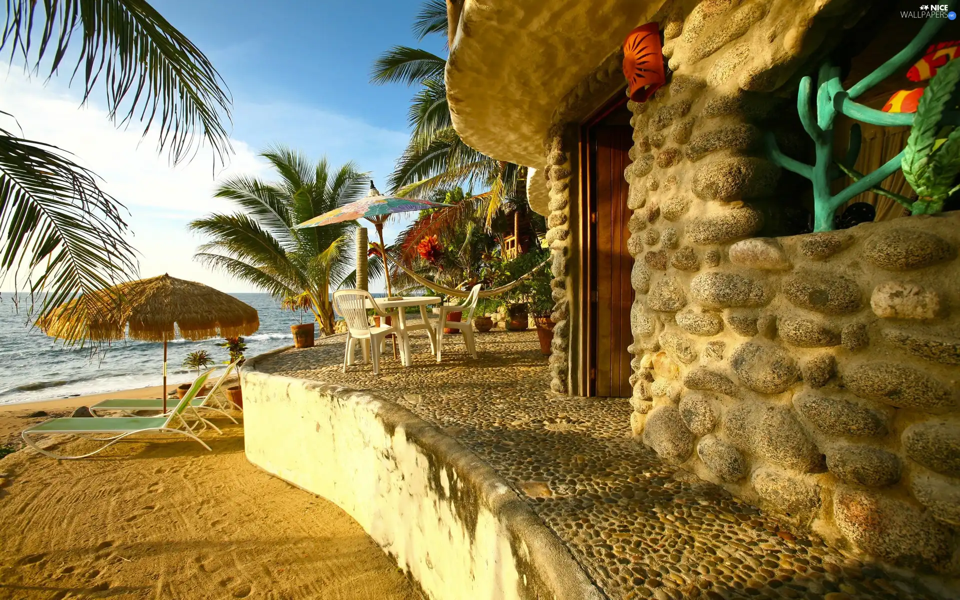 house, Beaches, tropic, terrace