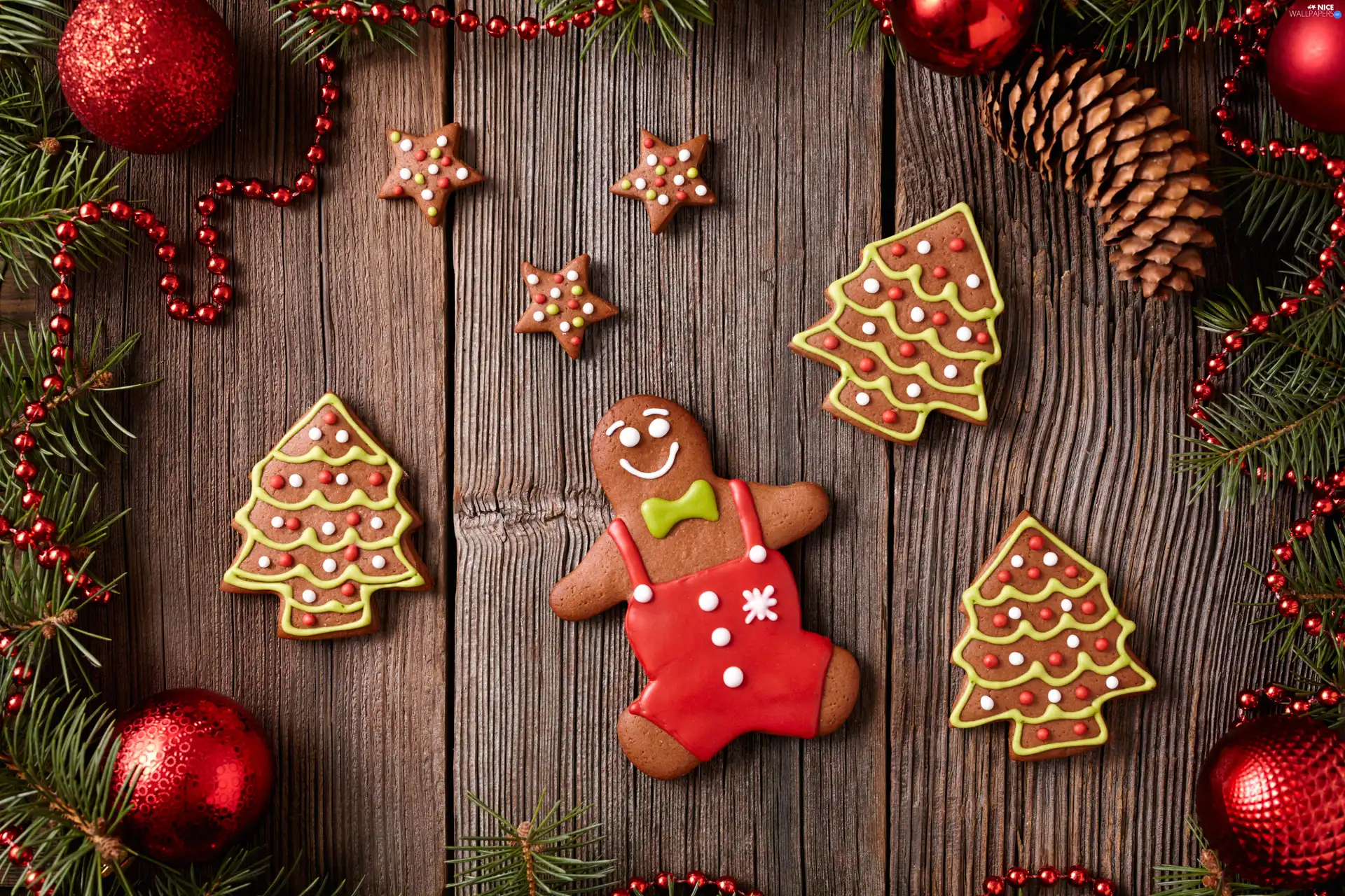 Gingerbread, Christmas, M&Ms mate, Stars, cones, boarding, Twigs, chain, Christmas