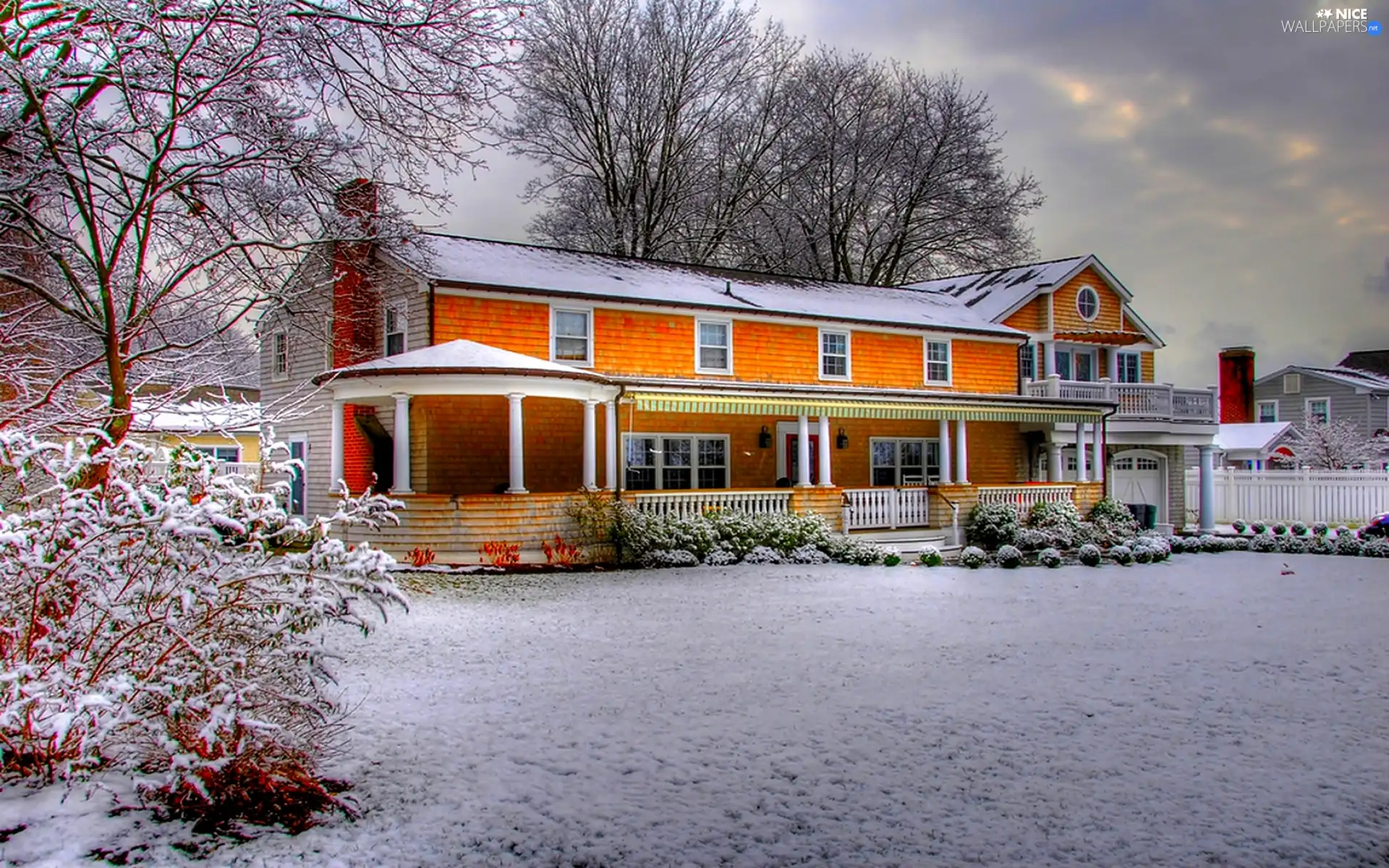 villa, trees, viewes, winter