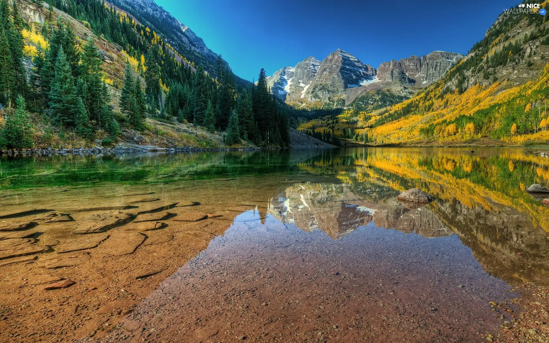 Mountains, clear, water, lake