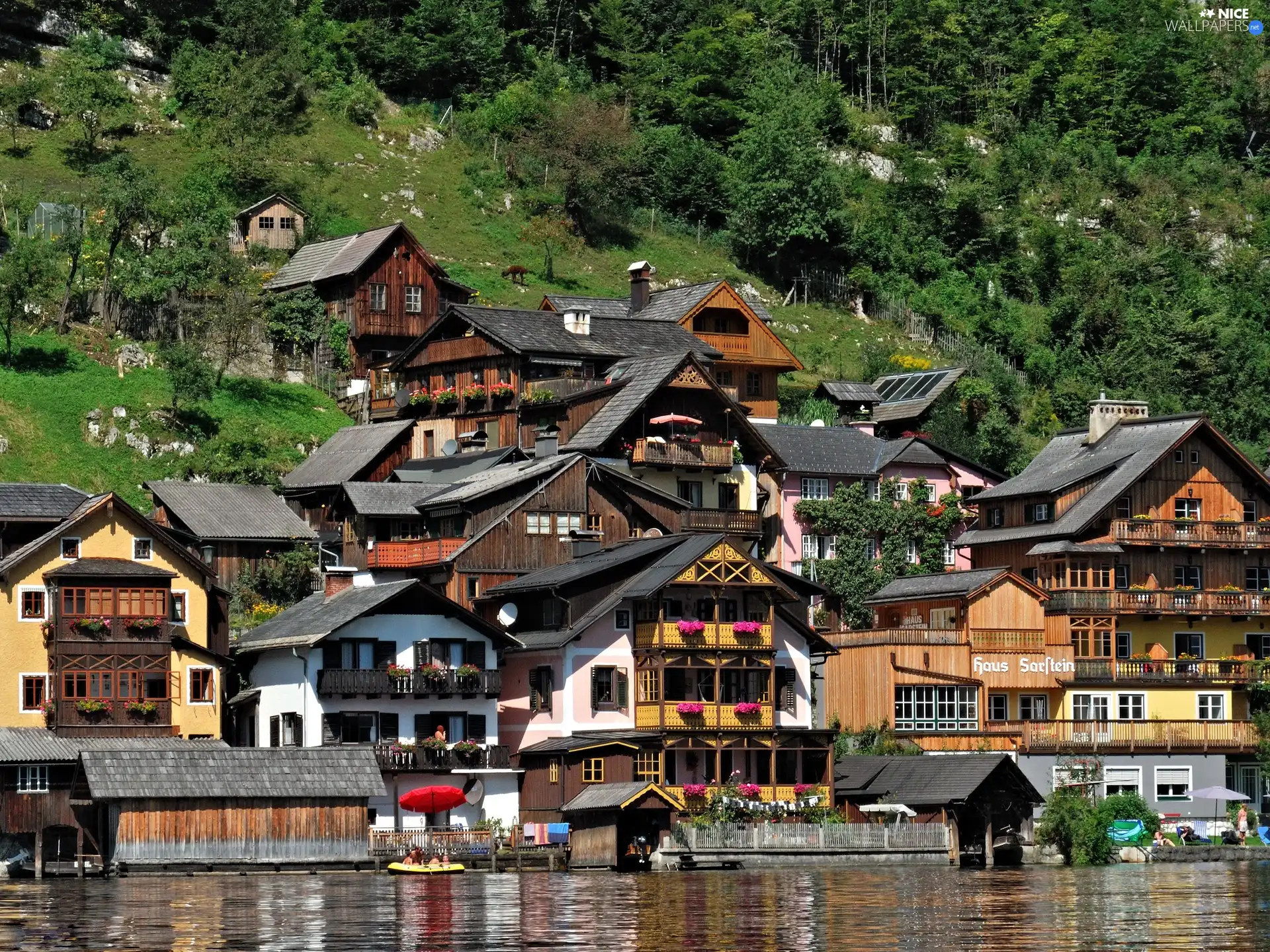 Steep, buildings, water, slope