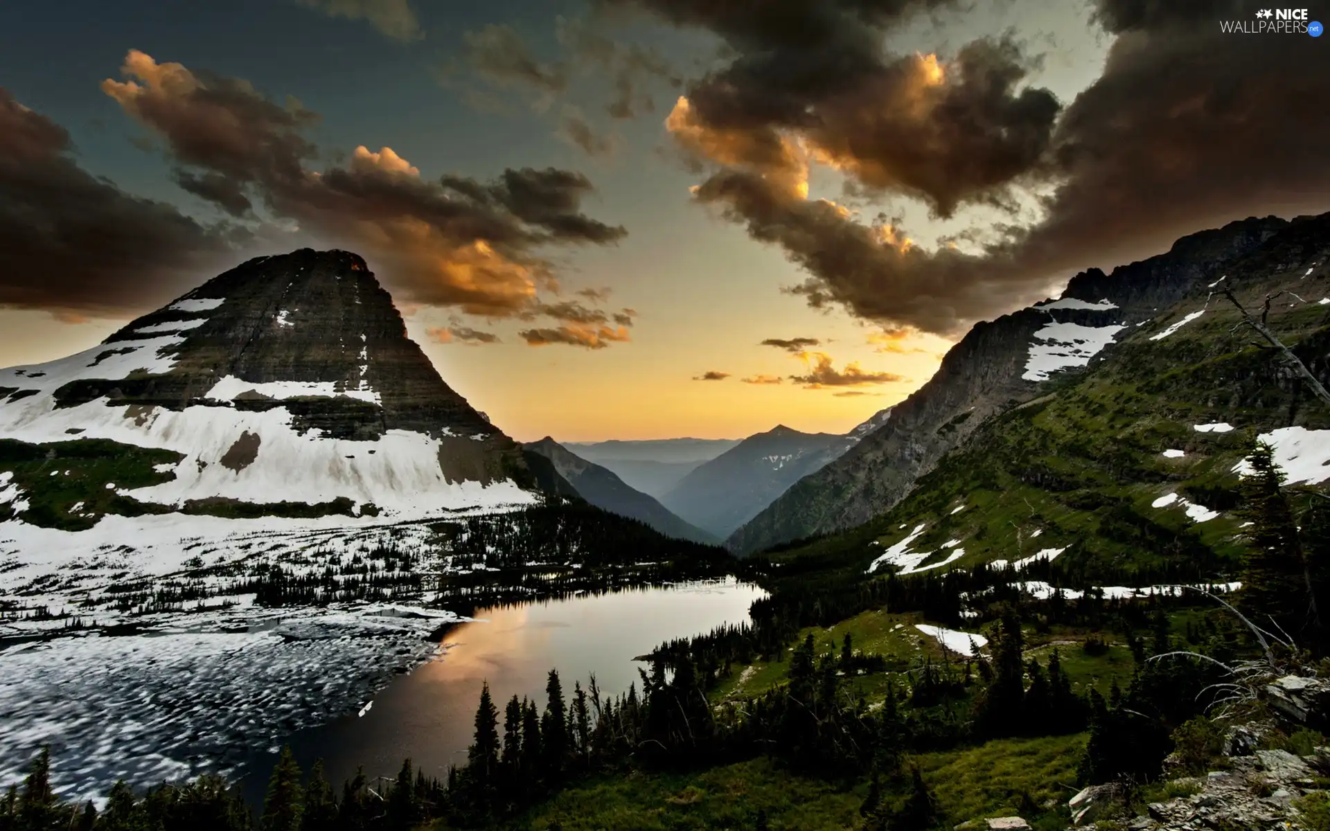 winter, Mountains, River