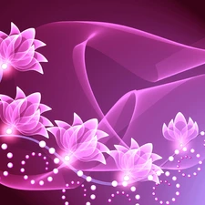 Pink, Flowers, graphics, highlighted